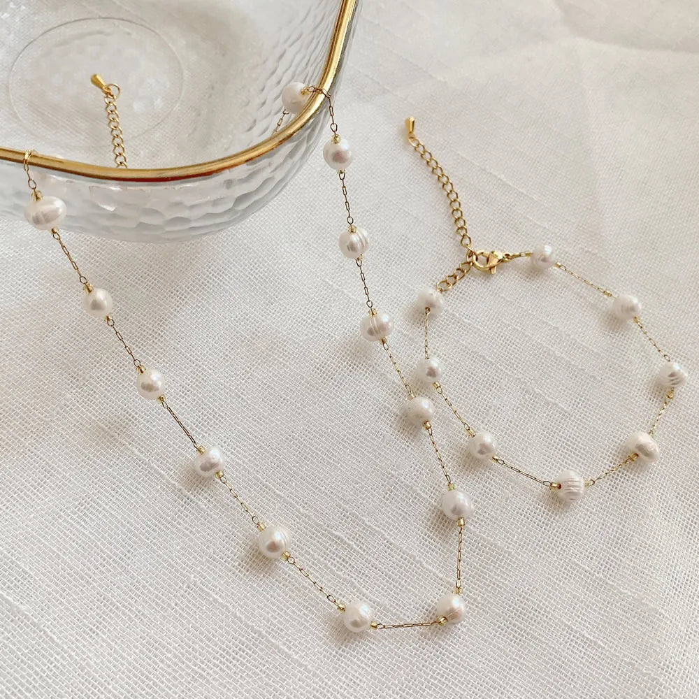 Seren ✨ Freshwater Baroque Pearls & Stainless Steel